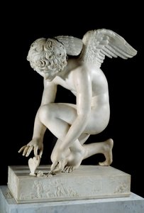 Mramorová socha Amor aneb „Láska si bere máslový“ socha od Antoina Denise Chaudeta (1763-1810) 1817 Paříž, Muzeum Louvre