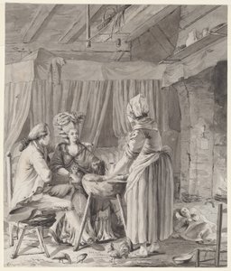 Elegantní pár oběd ve venkovské chatě od Antoine François Sergent