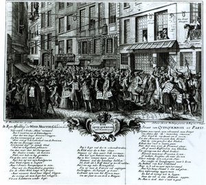 Rue Quinquempoix v roce 1720 od Antoine Humblot