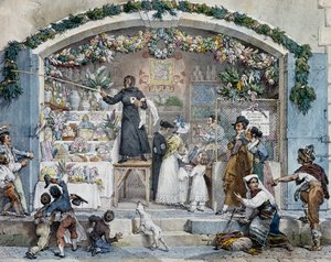 Befana v Římě, Antoine-Jean-Baptiste Thomas (1791-1833), tisk. Itálie
