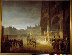 Svěcení vlajek na náměstí Cathedrale Notre Dame de Paris v roce 1804 Obraz připisovaný Antoine Jean Gros (1771-1835) 19. století Sun. 1,1x1,46 m Paříž, Musee Carnavalet od Antoine Jean (attr. to) Gros