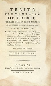 Titulní strana Traite Elementaire de Chimie, Tome II, vydaná v Paříži, 1789 (tisk) od Antoine Laurent de Lavoisier