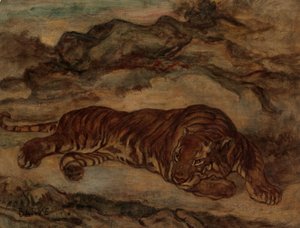 Tygr v Repose, ca. 1850-65. od Antoine Louis Barye