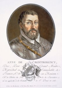 Anne de Montmorency, z Portréty velkých mužů, slavných žen a památných předmětů Francie, ryté a tištěné barevně, vydal Pierre Blin, 1786-92, Paříž (barevná rytina) od Antoine Louis Francois Sergent Marceau