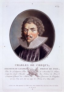 Charles de Crequi, z Portréty velkých mužů, slavných žen a památných předmětů Francie, ryté a tištěné barevně, vydal Pierre Blin, 1786-92, Paříž (barevná rytina) od Antoine Louis Francois Sergent-Marceau