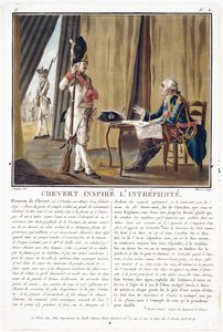 Francois Chevert (1695-1769) dodává odvahu, rytina Jean Baptiste Morret (fl.1790-1820), 1789 od Antoine Louis Francois Sergent Marceau