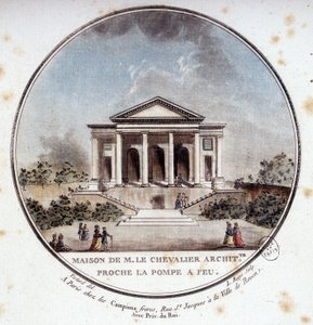 Maison de Monsieur le Chevalier, architekt, Paříž. V malebných pohledech na hlavní budovy Paříže od seržanta od Antoine Louis Francois Sergent Marceau