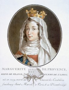 Marguerite de Provence, z Portréty velkých mužů, slavných žen a památných předmětů Francie, ryté a tištěné barevně, vydal Pierre Blin, 1786-92, Paříž (barevná rytina) od Antoine Louis Francois Sergent Marceau