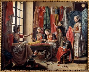 Šicí dílna v Arles v roce 1760 Malba Antoina Raspala (1738-1811) 1760 Arles, Musee Reattu