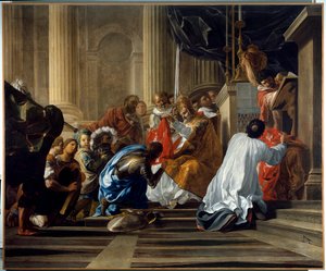 První křížová výprava: „“ Raymond IV. z Toulouse, dit Raymond de Saint Gilles, hrabě z Toulouse a Tripolisu (Raymond I.) (1042-1105) beroucí kříž““ Obraz od Antoina Rivalze (1667-1735) Toulouse. Musée des Augustins