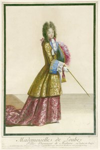 Mademoiselle de Loube, čestná paní, v loveckém oděvu. (název na objektu)
