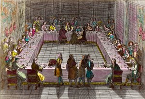 Královská loterie v 18. století. Rytina Trouvain Antoine (1656-1708)