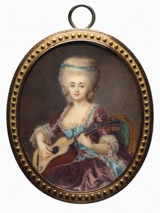 Portrét ženy s kytarou, zvané Louise DAumont, Mazarin..., konec 18. století.