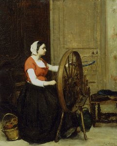 Žena a kolovrat, kolem roku 1860?