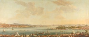 Pohled na Konstantinopol (Istanbul) a Seraglio ze švédského vyslanectví v Pere od Antoine van der Steen