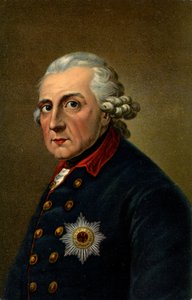 Dějiny. Německo. Fridrich II Veliký. Ilustrace inspirovaná portrétem Antona Graffa (1780), Německo, cca 1900 (pohlednice) od Anton (after) Graff