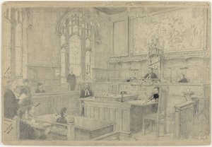 Studie celé kompozice pro (nedokončený) obraz holandského dvora v Londýně, červen 1942 od Anton Abraham van Anrooy