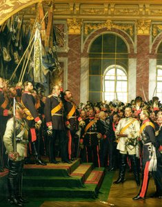 Proklamace Wilhelma jako císaře nové Německé říše v Zrcadlovém sále ve Versailles 18. ledna 1871, malba 1885 (viz také 153620)