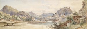 Německy: Panorama města Salcburku s pevností Hohensalzburg od Anton Altmann