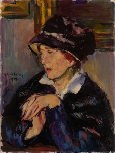 Žena s tmavým kloboukem, 1917