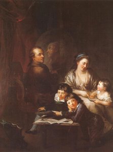 Umělcova rodina před portrétem Johanna Georga Sulzera od Anton Graff