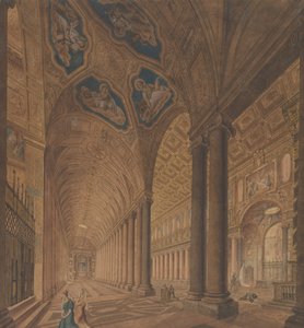 Vnitřní pohled na baziliku Santa Maria Maggiore, Řím, 1833. od Anton Hallmann