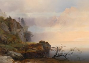 Anton Hansch Podzimní atmosféra u jezera 1846 od Anton Hansch