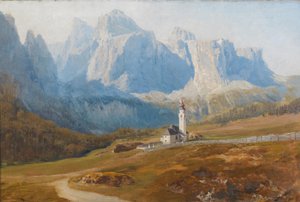 Anton Hlavacek Pohled na Colfosco se skupinou Odle