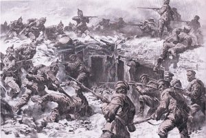 Porážka moskevského granátnického sboru slezskými, pruskými a císařskoněmeckými jednotkami, z hospody Ilustrované dějiny světové války 1914-1915. od Union Berlagsefellfchaft od Anton Hoffman