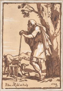 Starší pastýř opřený o hůl, 1722.