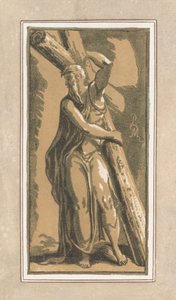 Svatý Ondřej, čelem vpřed, hlava otočená doleva, před rokem 1749.