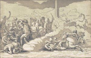 Izraelité překračující Rudé moře, ca. 1740.