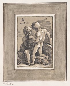 Dvě děti si hrají s beránkem, 1725.