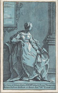 Žena sedící v místnosti melancholie, 1726.