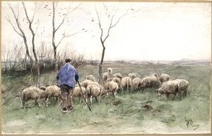 Pastýř a jeho stádo od Anton Mauve