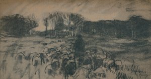 Náčrt pastýře a jeho stáda, 19. století od Anton Mauve