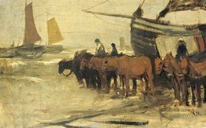 Položení rybářského malíčku do moře od Anton Mauve