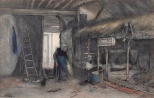 Morning Chores, n. 1845-1865 (akvarelli paperille) od Anton Mauve