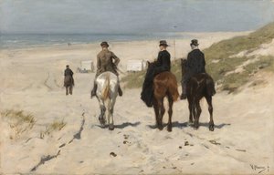 Ranní projížďka po pláži Morgenrit langs het strand