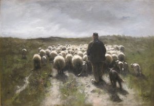 Pastýř a ovce od Anton Mauve
