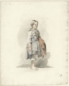 Stojící dívka s džbánem a pláštěm pod paží od Anton Mauve