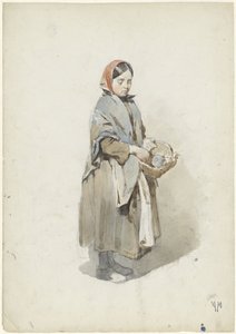 Stojící žena s šátkem a košíkem od Anton Mauve