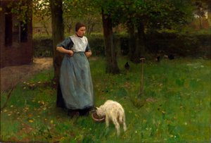 Žena z Larenu s jehněčím od Anton Mauve