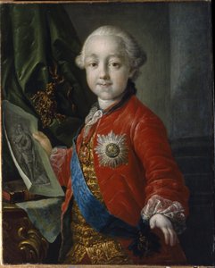 Portrét velkovévody Pavla Petroviče Romanova (1754-1801), jako dítě. (Portrét velkovévody Pavla Petroviče jako dítěte). Ruský císař v letech 1796 až 1801. Obraz Antona Pavloviče Losenka (1737-1773), olej na plátně