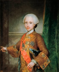 Portrét Francoise Xaviera de Bourbon (1757-1771), španělského nemluvně, rytíře Ducha svatého (Ducha svatého). Obraz Antona Raphaela Mengse (1728-1779). Kolem 1765. Madrid. Muzeum Prado. od Anton Raphael Mengs
