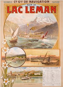 Reklamní plakát Lac Leman (Ženevské jezero), Švýcarsko