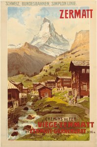 Zermatt, cca 1900 (barevné lito)