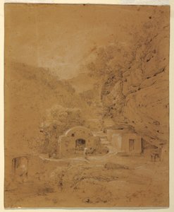 Kresba, Pohled na krajinu mezi Neapolí a Salernem, 1820-30 od Anton Sminck Pitloo