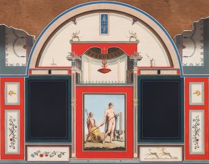 Nástěnná malba římského domu na pozemku Villa Negroni v Římě, Adonis s mladým mužem. 1779