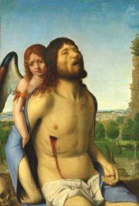 Mrtvý Kristus podpíraný andělem od Antonello da Messina